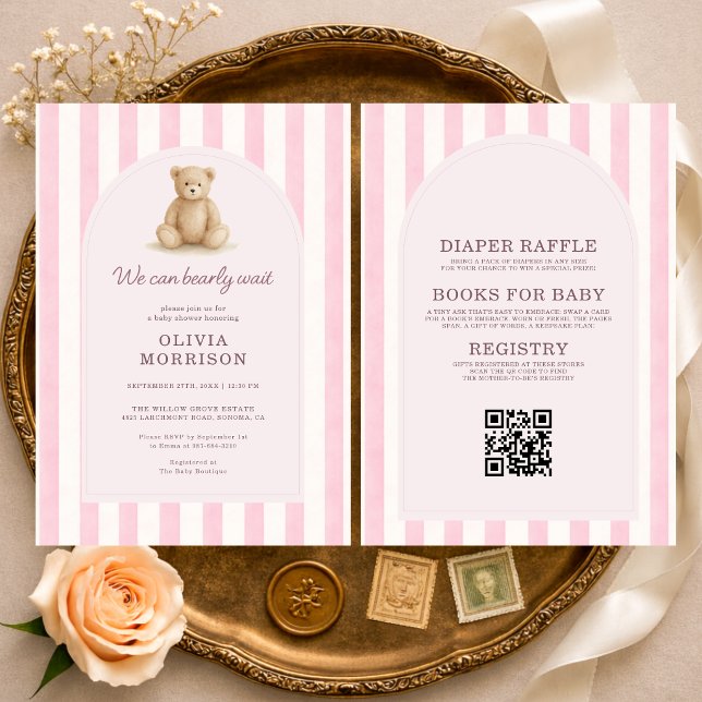 Invitación Todo en Uno Rosa No Podemos Esperar Fiesta de Bebé (Subido por el creador)