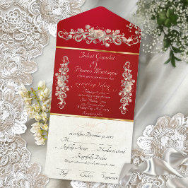 Invitación Todo En Uno Rosa Romántica Arcos Fronterizos & Caligrafía - Ro