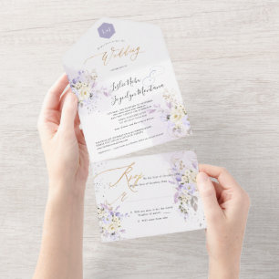 Invitación Todo En Uno Rosas de PixDezines H2 Purple Hyde Dusty Purple