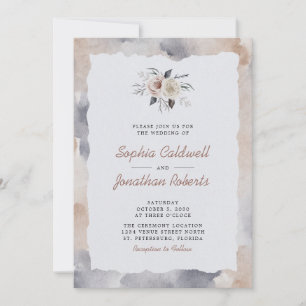 Invitación Todo en Uno Rosas Dusty Pink Acuarela Boda