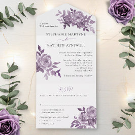 Invitación Todo En Uno Rosas florales Dusty Mauve Boda