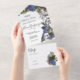 Invitación Todo En Uno Rosas Púrpura de Raven Oscuro Ayuno