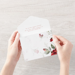 Invitación Todo En Uno Rosas Rojas Bodas Blancas Dos Lugar Todo En Uno