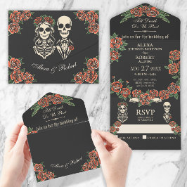 Invitación Todo En Uno Rosas rojas hasta la muerte nos separan de la pare