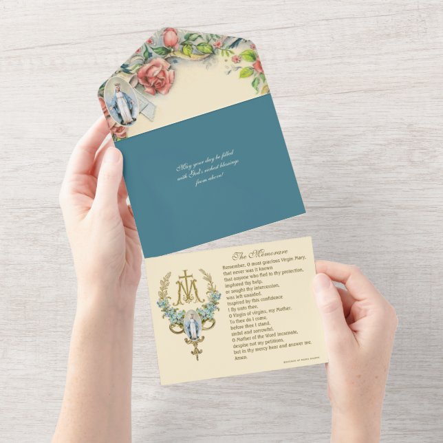 Invitación Todo En Uno Rosas rosas rosas rosas de la Virgen Religiosa Mar (desgarro)