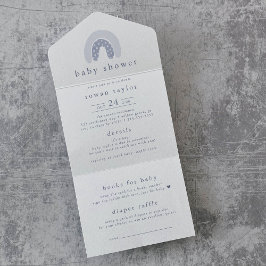 Invitación Todo En Uno ROWAN Boy Boho Rainbow Diaper Raffle Baby Shower