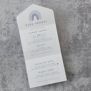 Invitación Todo En Uno ROWAN Boy Boho Rainbow Diaper Raffle Baby Shower