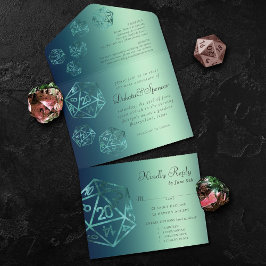 Invitación Todo En Uno RPG Luxe | Comida verde azulada de Sheen Fantasy T