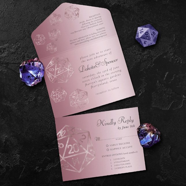 Invitación Todo En Uno RPG Luxe | Mauve Fantasy Tabletop Gamer Entree (Subido por el creador)