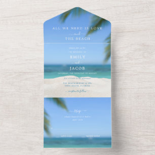 Invitación Todo En Uno RSVP de boda de playa de destino