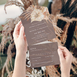 Invitación Todo En Uno RSVP de Boho Pampas, boda rusa