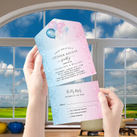 RSVP de globos rosa azul fiesta revelar género