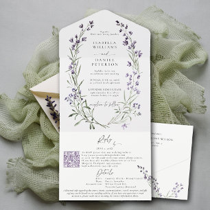Invitación Todo En Uno RSVP, Lavanda Rústica, detalla Boda de Moda modern