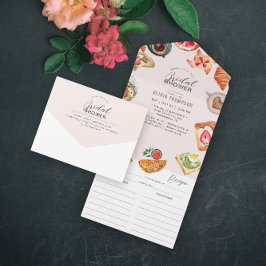 Invitación Todo En Uno Rubor Bridal Brunch Waffles y Receta