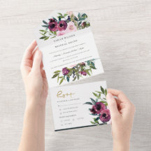 RUBOR BURGUNDY FLORAL BUNCH WATERCOLOR BODA TODO