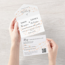 Invitación Todo En Uno Rubor de marfil moderno Boda neutral de Pearl romá