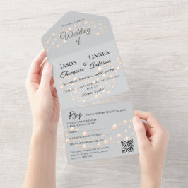 Invitación Todo En Uno Rubor de marfil moderno Boda neutral de Pearl romá
