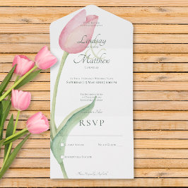 Invitación Todo En Uno Rubor Pink Tulip Solo Moderno Sin Cena