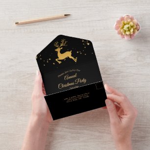 Invitación Todo En Uno Rudolfo elegante negro y oro
