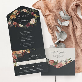 Invitación Todo En Uno Rustic Bloom Watercolor Floral Wedding