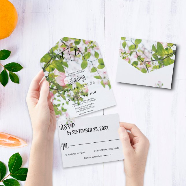 Invitación Todo En Uno Rústica vegetación Bougainvillea Boda floral (Subido por el creador)