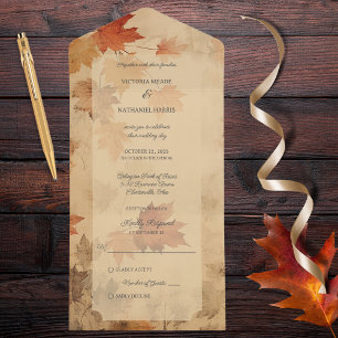 Invitación Todo En Uno Rústicas hojas otoñales