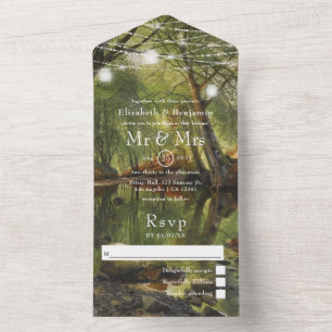 Invitación Todo En Uno Rústico Boda de la vegetación forestal silvestre e