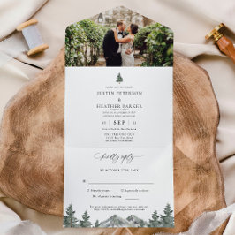 Invitación Todo En Uno Rústico Boda Forestal de Montaña al Aire Libre