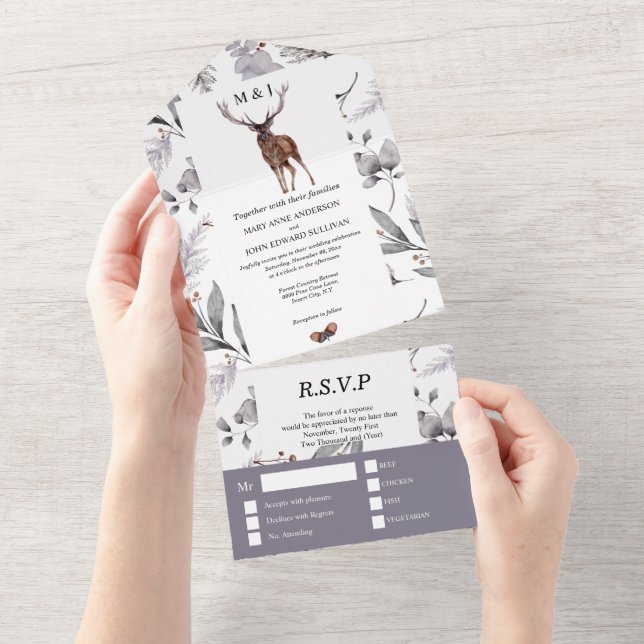 Invitación Todo En Uno Rústico escalón de campo acuarela otoño topaz  (desgarro)