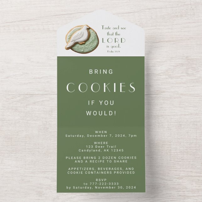 Invitación Todo En Uno Saber y ver que el Señor es bueno | Cookie Exchang (Interior)