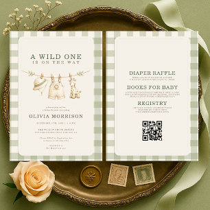 Invitación Todo en Uno Safari Salvaje Jungla Baby Shower