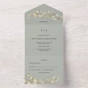 Invitación Todo En Uno Sage Green Eucalyptus Wreath Boda