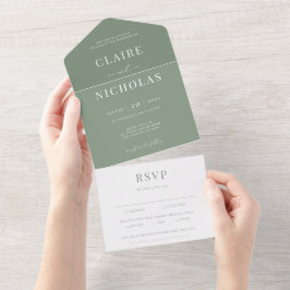 Invitación Todo En Uno Sage Green Modern Elegant Wedding
