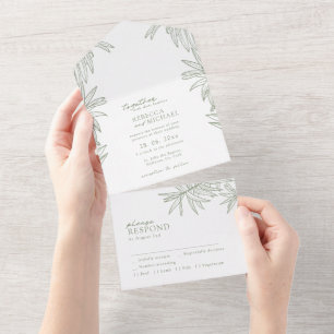 Invitación Todo En Uno Sage Green Simple Botanical