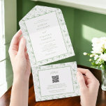 Invitación Todo En Uno Sage Green Toile Vintage Floral Classic Boda<br><div class="desc">Sage Green Toile Vintage Floral Classic Boda Todo En Una Invitación</div>