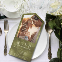 Sage Olive Green Shimmer Lines Photo QR Code