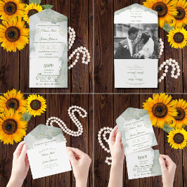 Invitación Todo En Uno Sage SIMPLE STYLISH BODA
