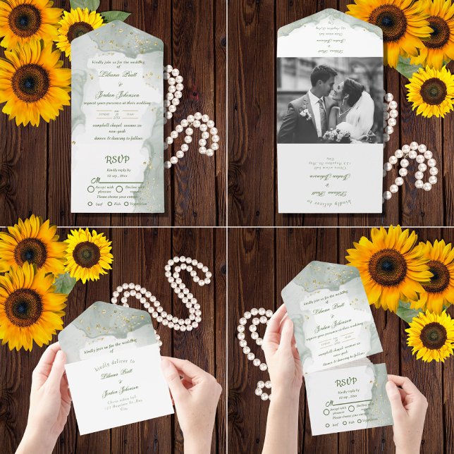 Invitación Todo En Uno Sage SIMPLE STYLISH BODA (Subido por el creador)