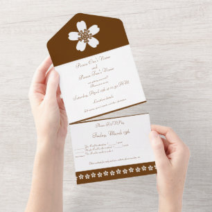 Invitación Todo En Uno Sakura Encantadora en Chocolate