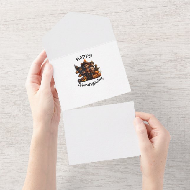 Invitación Todo En Uno Saludos Feliz Día de Acción de Gracias entre amigo (desgarro)