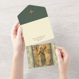 Invitación Todo En Uno San Juana de Arco Escritura Religiosa
