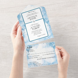 Invitación Todo En Uno santo marine avec des fleu All in One Boda Invit