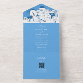 Invitación Todo En Uno Santorini Destination Greek Island Boda