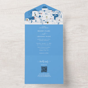 Invitación Todo En Uno Santorini Destination Greek Island Boda