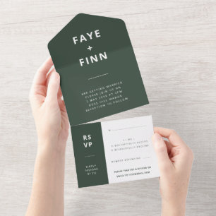 Invitación Todo En Uno Scandi Boda   Minimalista RSVP de los mosquitos ve