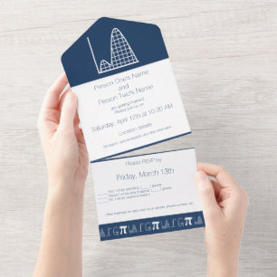 Invitación Todo En Uno Se Suma en Azul Marino