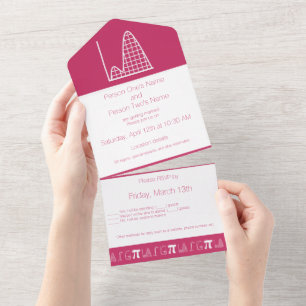 Invitación Todo En Uno Se Suma en Frambuesa