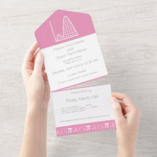 Invitación Todo En Uno Se Suma en Rosa Pétalo