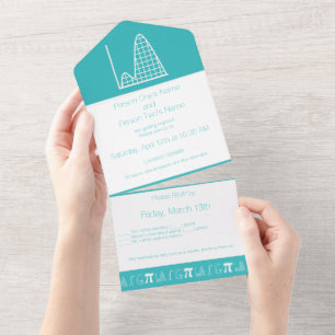 Invitación Todo En Uno Se Suma en Turquesa