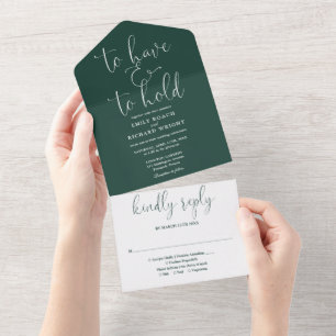 Invitación Todo En Uno Secreto de amor guión Boda esmeralda verde
